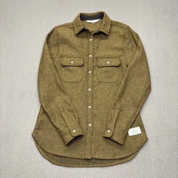 Anian Women's Berlino Button Up Overshirt Recycled Wool Blend Made in Canada S - Picture 2 of 11